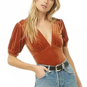 NWOT Shirred Velvet Bodysuit